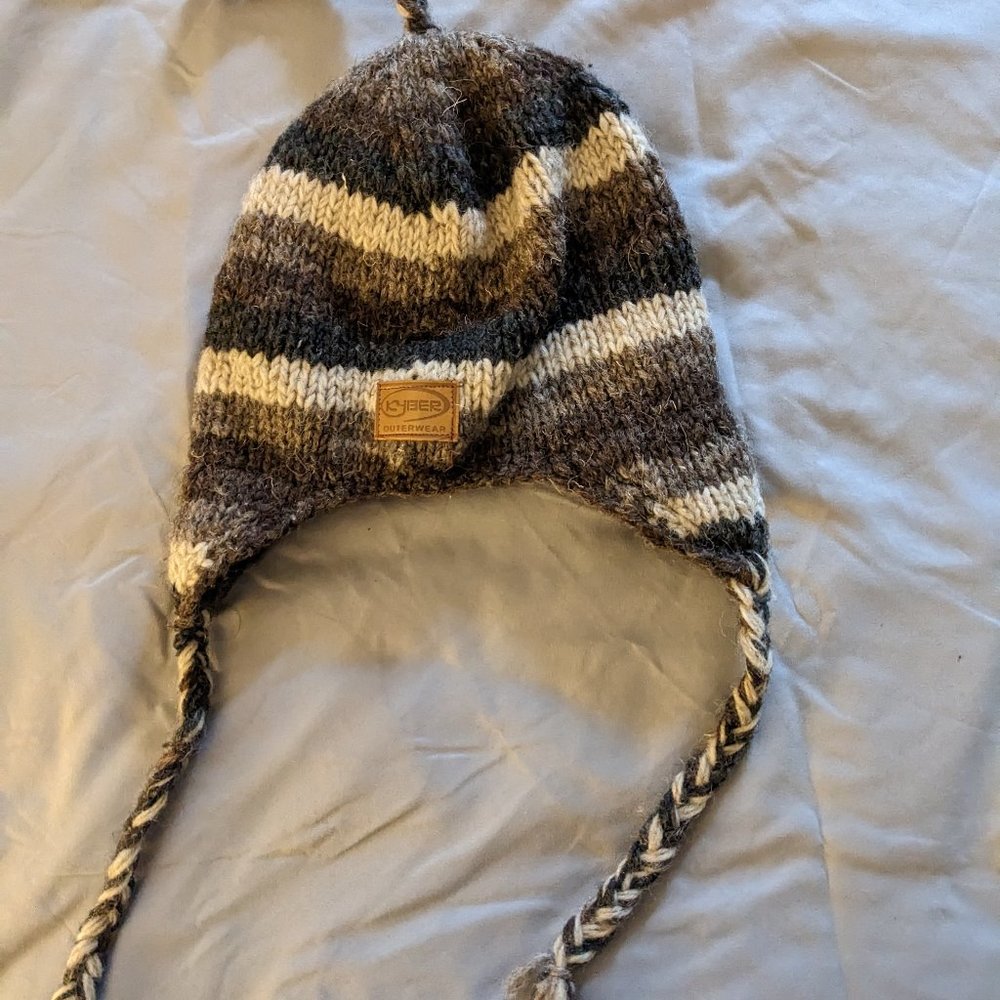 Kyber Outerwear Fleece-Lined Wool Knit Cap with Earflaps